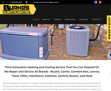 Heating and Air Conditioning Website Design Portfolio Tennessee